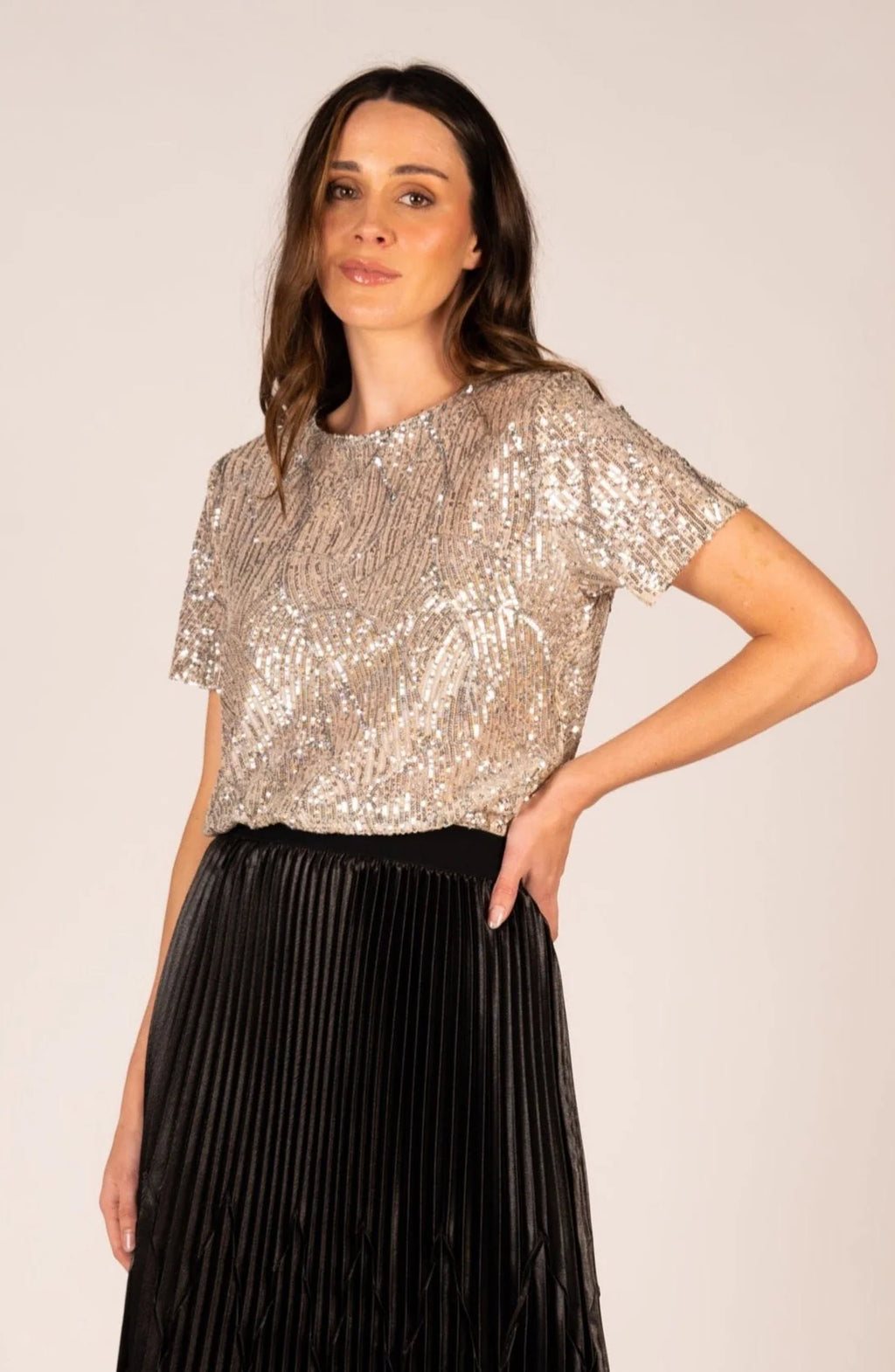 Sequin Tee - Silver