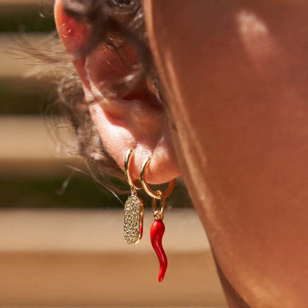 CORNICELLO RED CHARM EARRINGS - LARGE