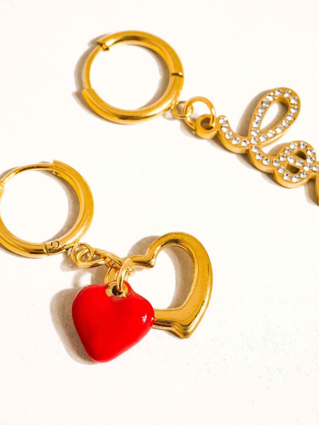 Harbor 18K Gold Non-Tarnish Mismatch Love and Heart Earring
