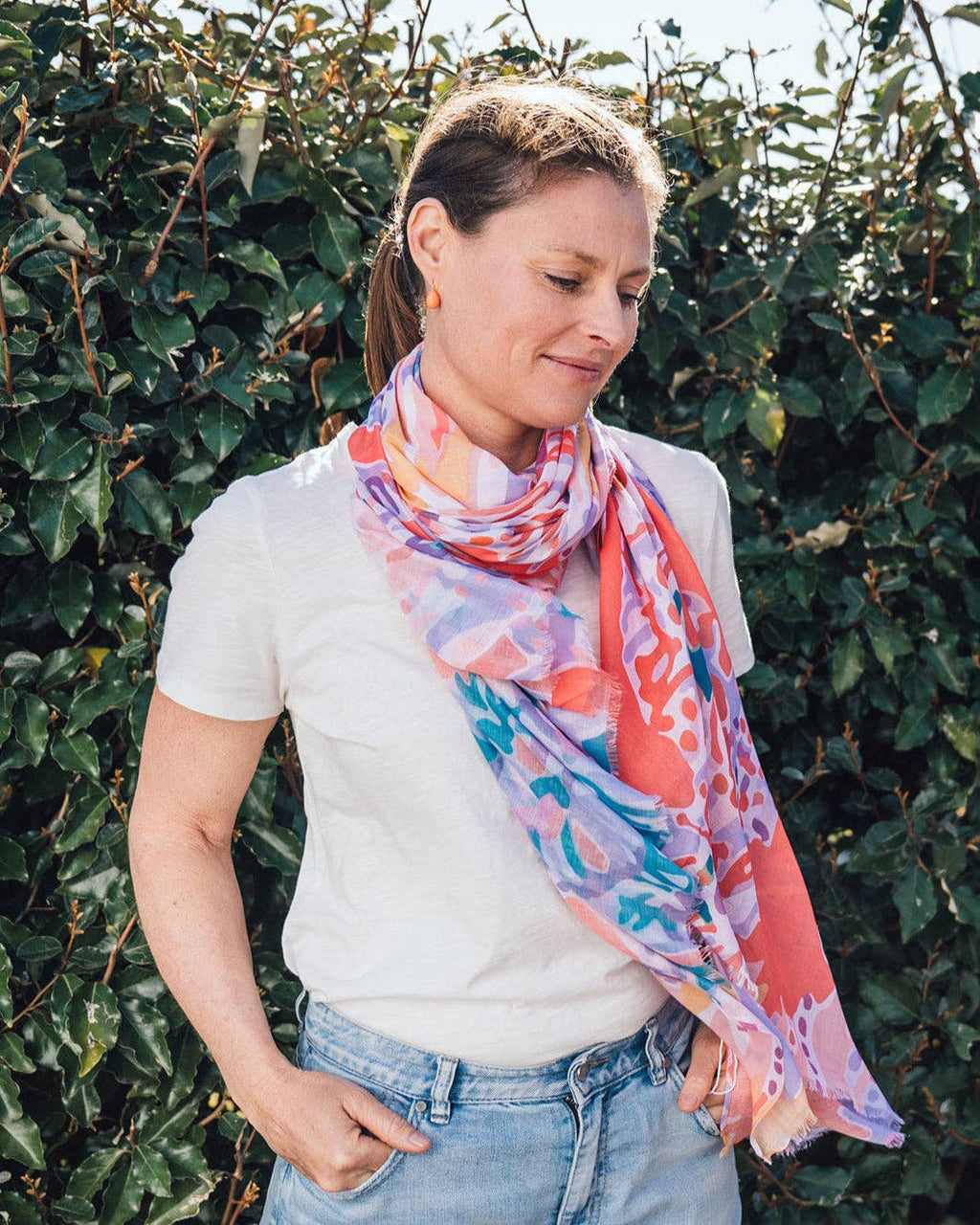 Matilda Abstract Orange Lightweight Scarf
