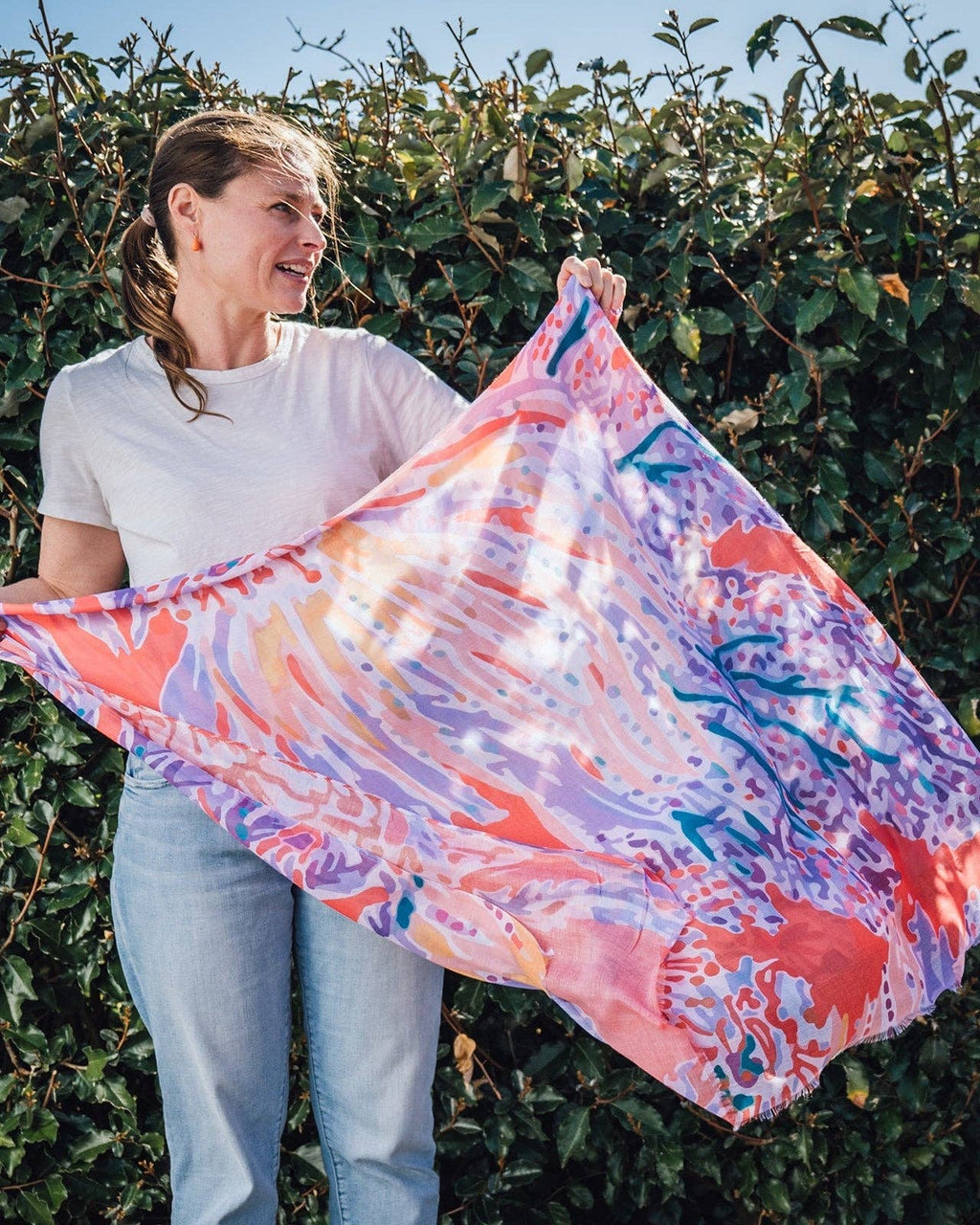 Matilda Abstract Orange Lightweight Scarf