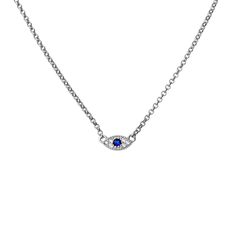 Sterling Silver CZ Small Evil Eye Necklace