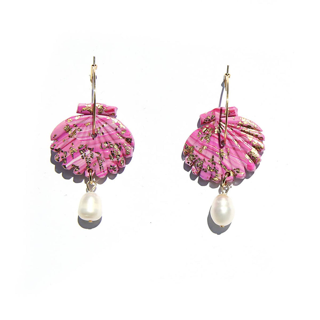 Pink Shell Hoops