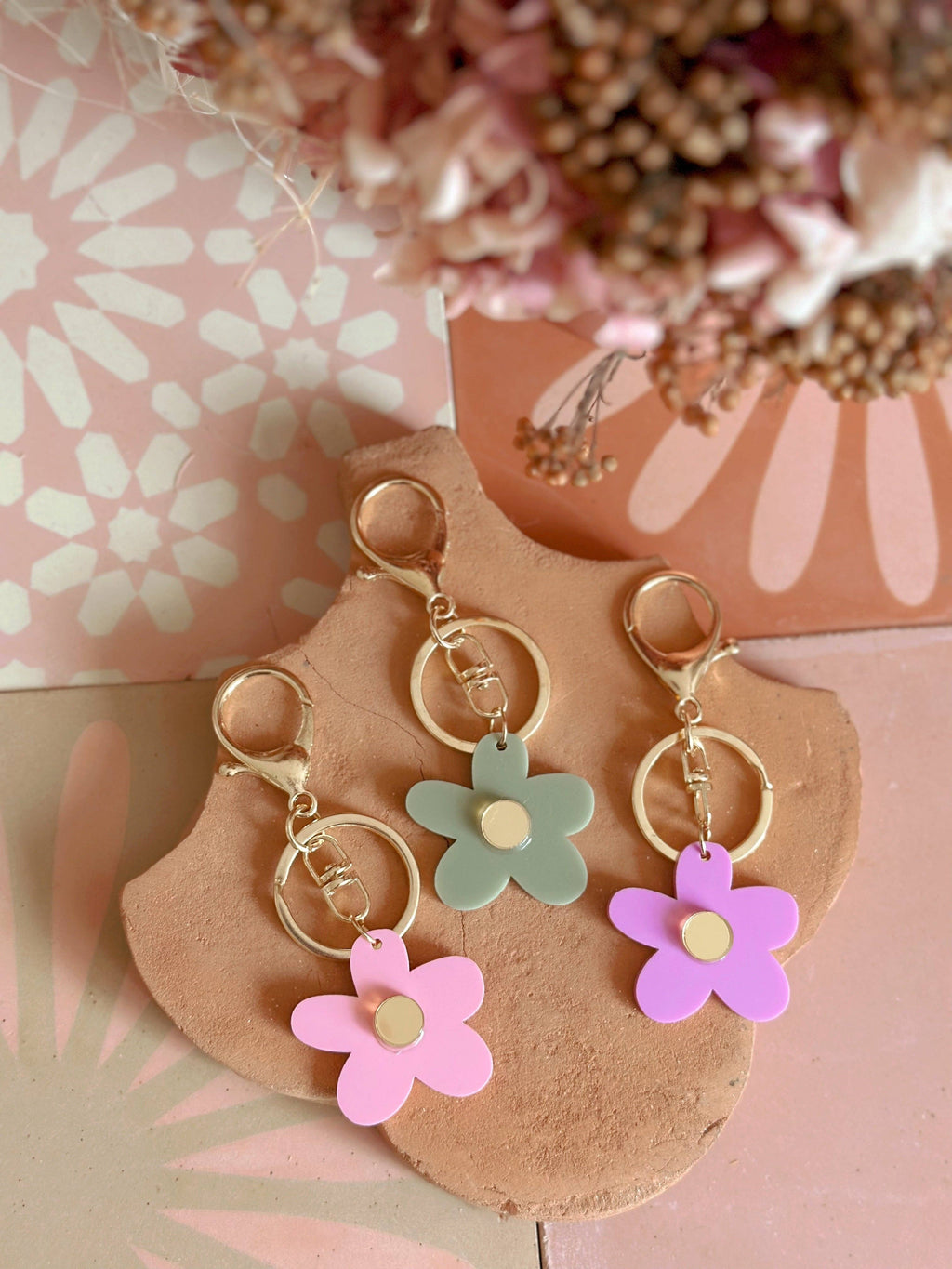 Flower Keyring | Lilac + Gold Mirror