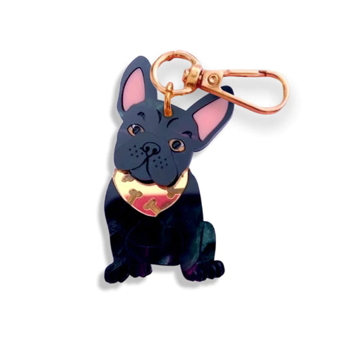 Frenchie Bag Tag/Keyring - Black