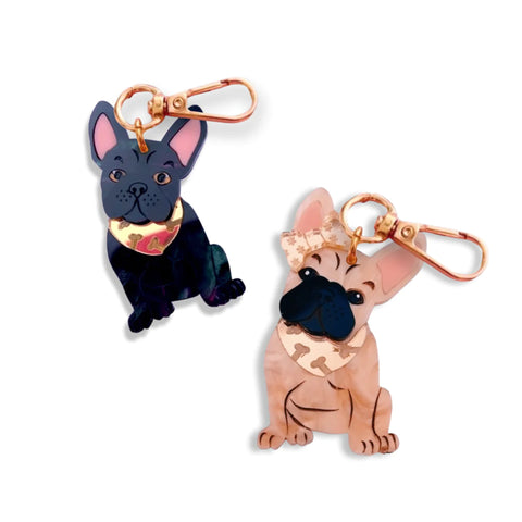 Frenchie Bag Tag/Keyring - Fawn