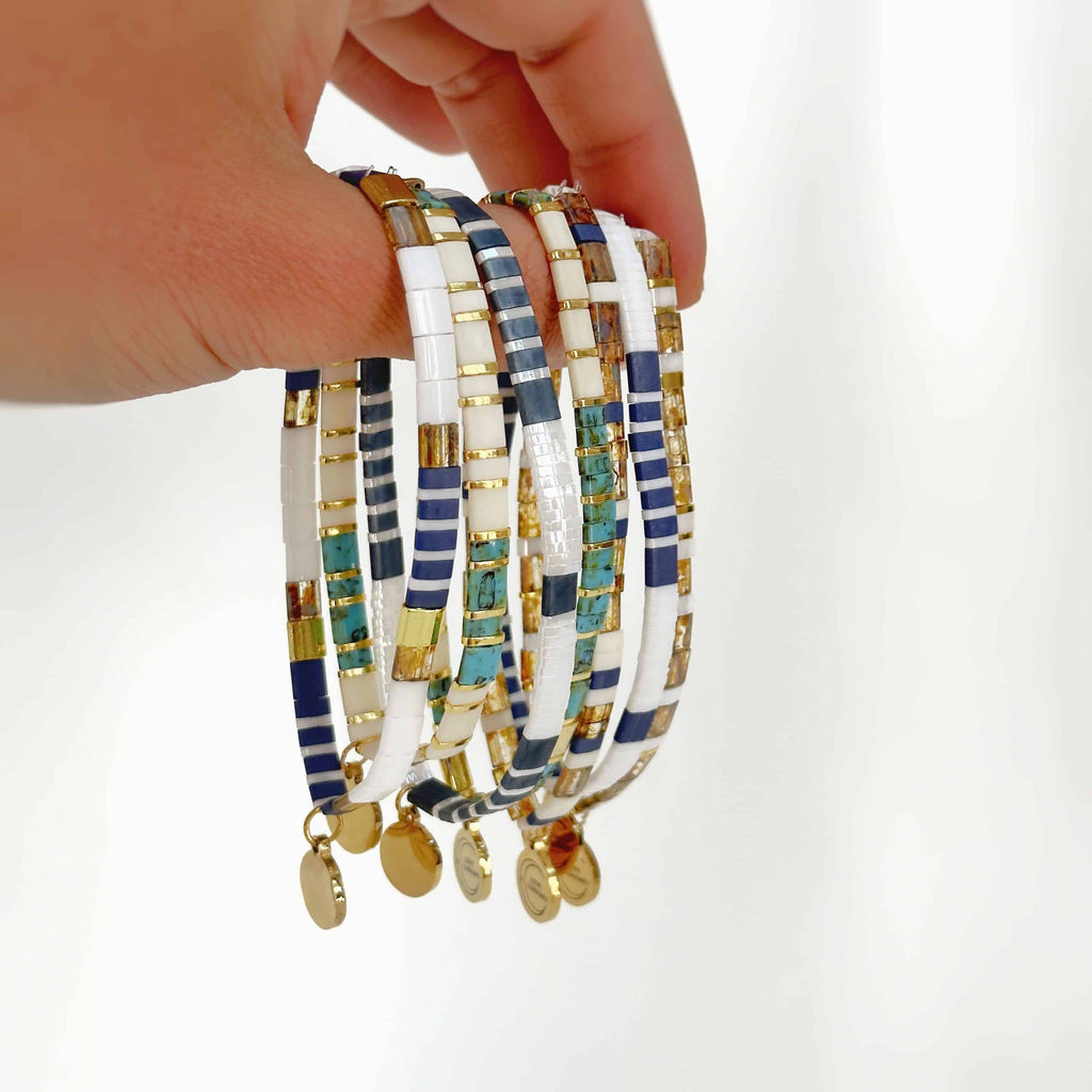 Love Bracelets - White/Gold/Turquoise Love Lunamei