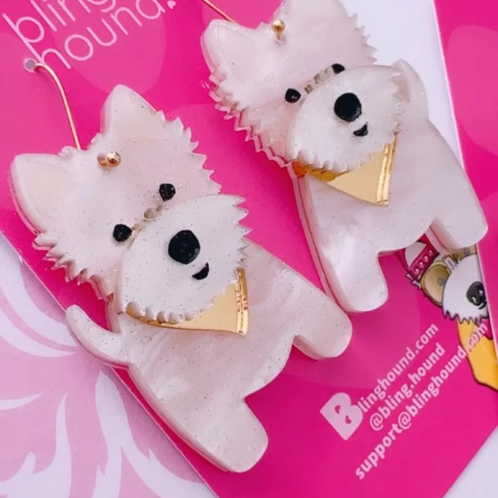 Westie Dangles Earrings Bling Hound