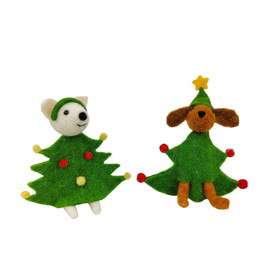 Dogs Dressed as Trees Decoration