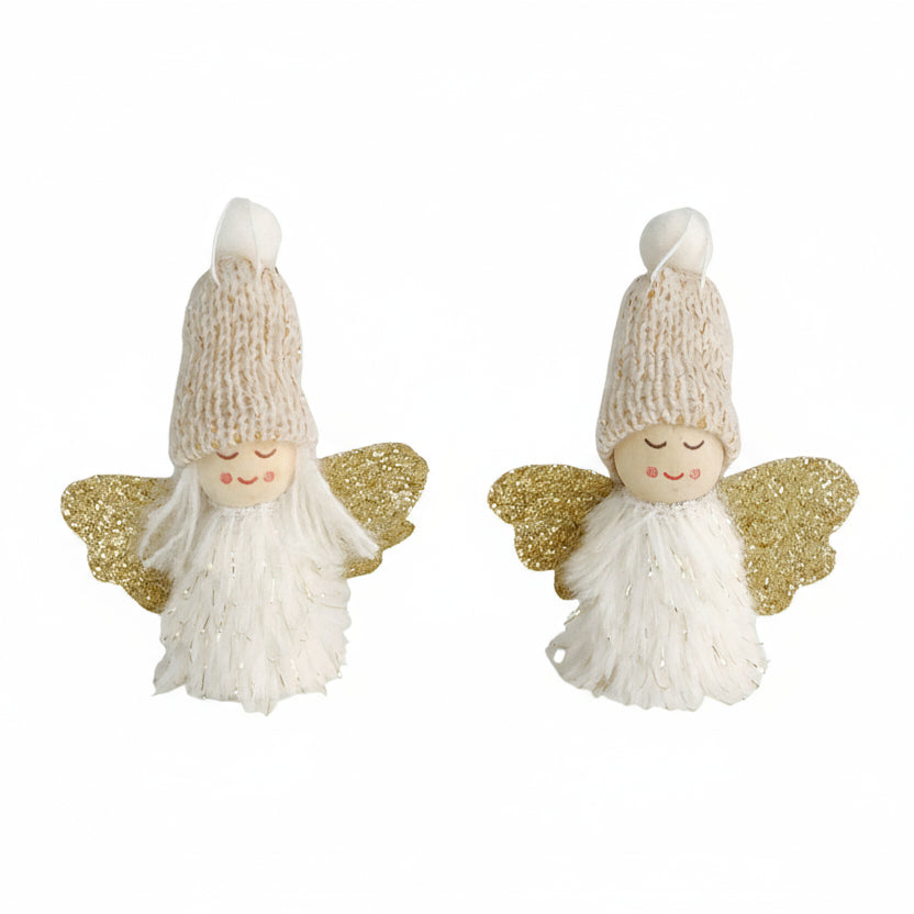 Tomte Angel with Beanie - White/Goldn