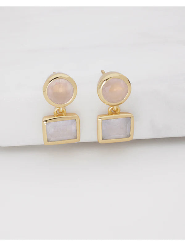 Jess Earring - Rose/Quartz Orange Jade
