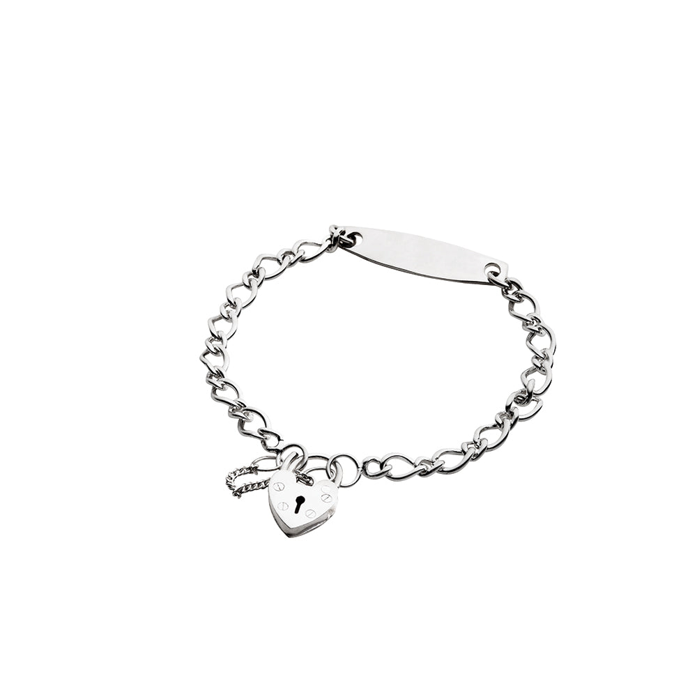 itutu Sterling Silver Heart/Lock ID Bracelet