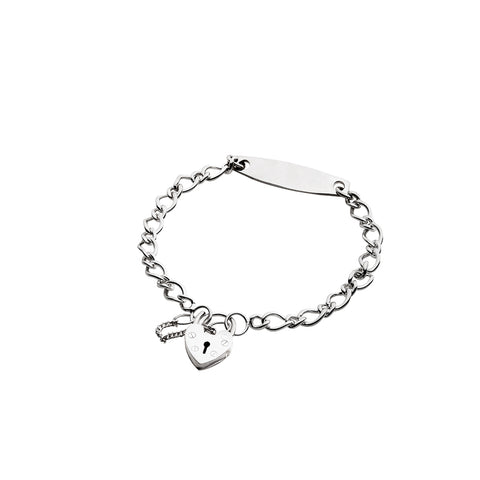 itutu Sterling Silver Heart/Lock ID Bracelet