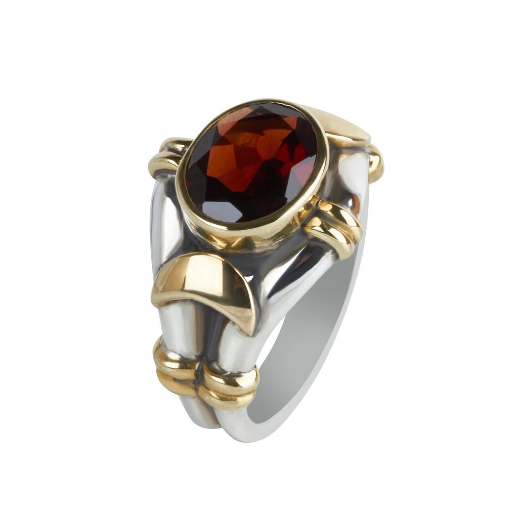Kyoti Freya Ring || Silver || Brass || Garnet
