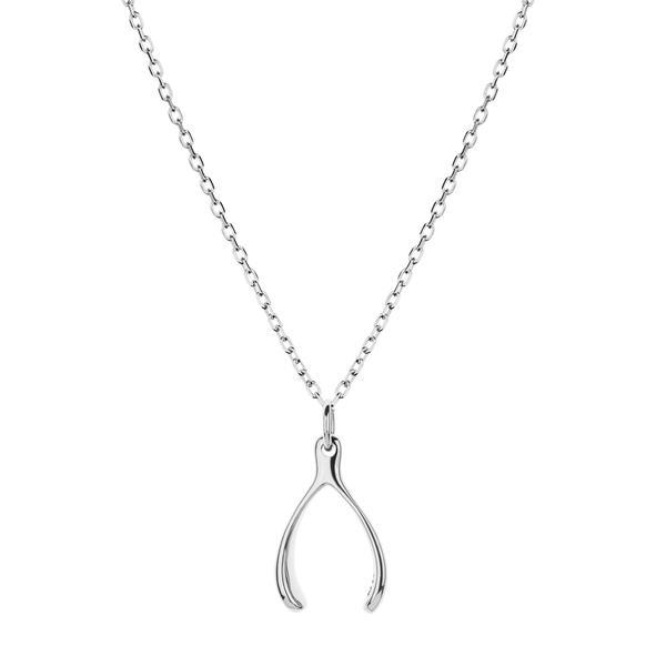 itutu Large Sterling Silver Wishbone Charm Necklace
