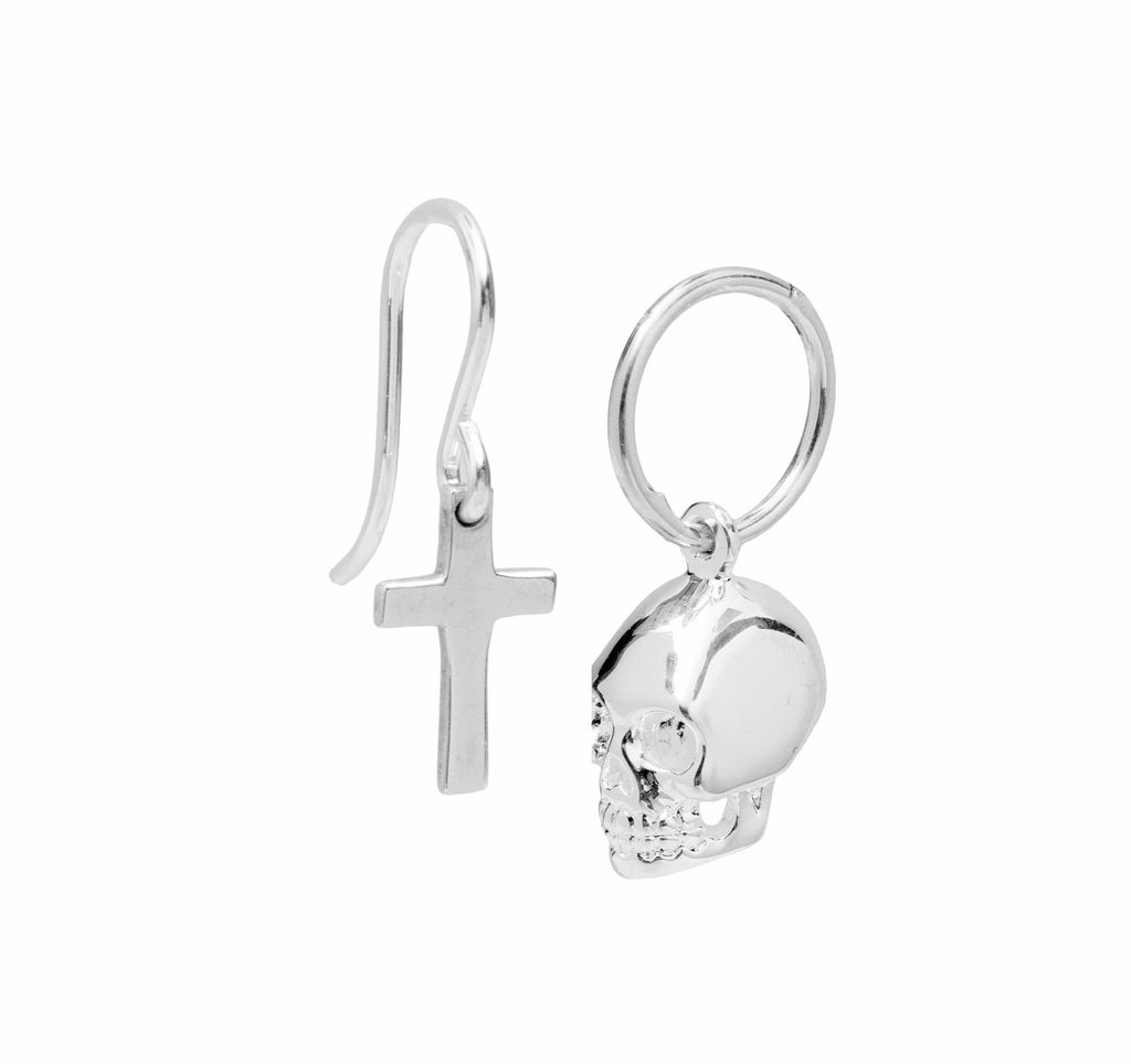 itutu Sterling Silver Skull & Cross Earrings