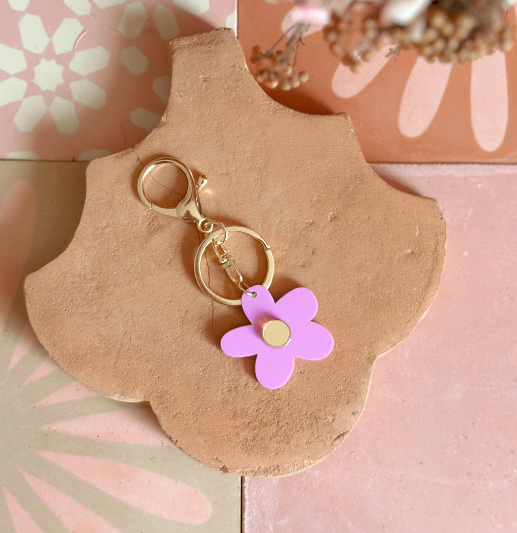 Flower Keyring | Lilac + Gold Mirror