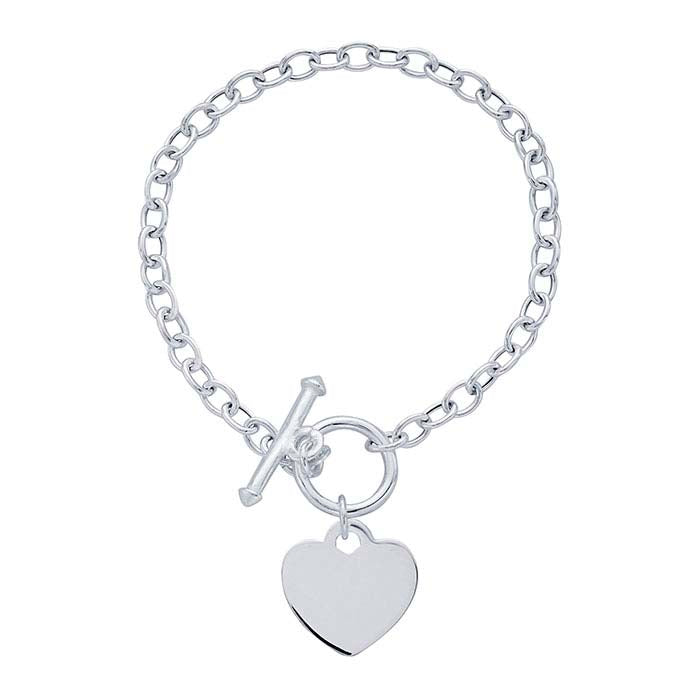 itutu Sterling Silver Large Heart Toggle Bracelet