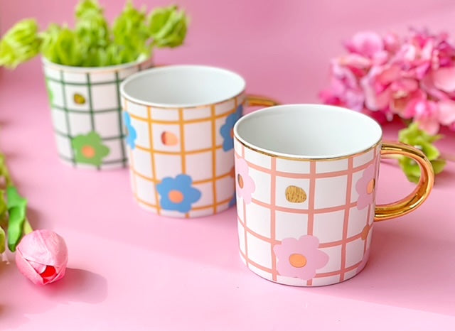 Pink Tartan & Bloom Mug Carla dinnage