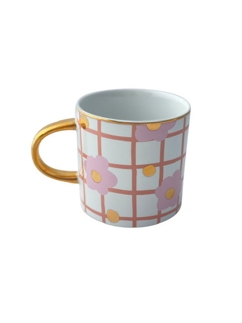 Pink Tartan & Bloom Mug