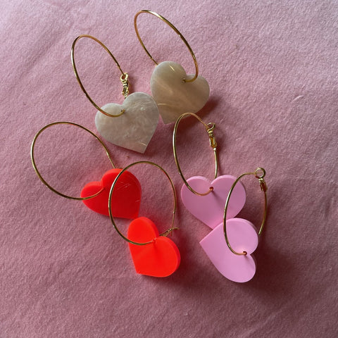 Valentine Hoops - Neon Red