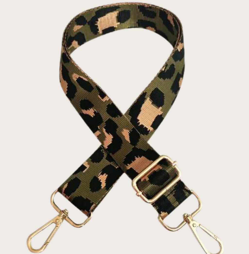 Leopard Bag Strap - Khaki/Gold