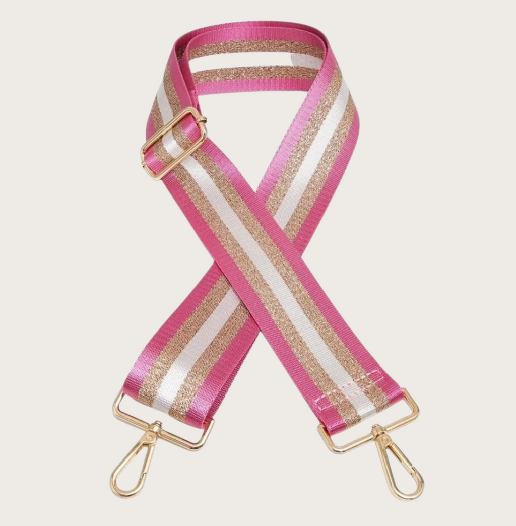 Metallic Stripe Bag Strap - Pink/Gold