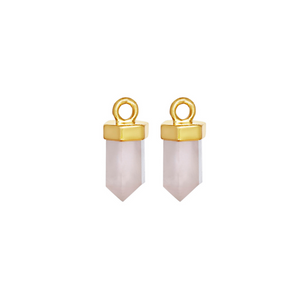Kyoti Pair of Rose Quartz Earring Charms || Gold