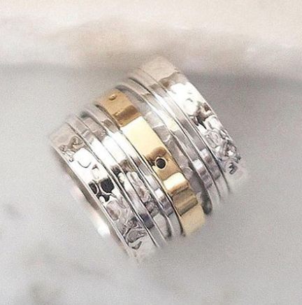 Two Tone Sterling Silver Spinner Ring