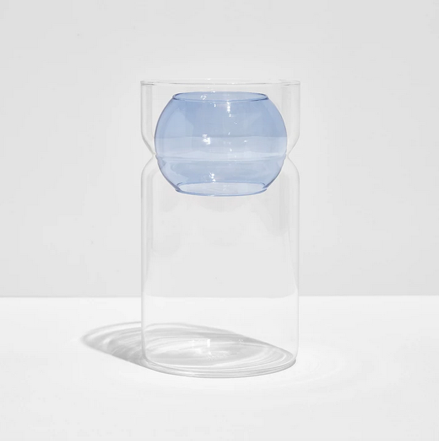Fazeek Balance Vase - Clear + Blue