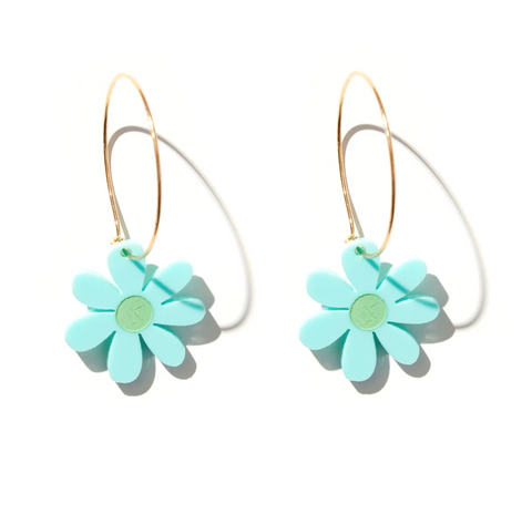 Mini Daisies // Gold Hoop with Mint + Green