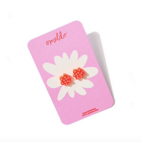 Flower Studs - Neon Red