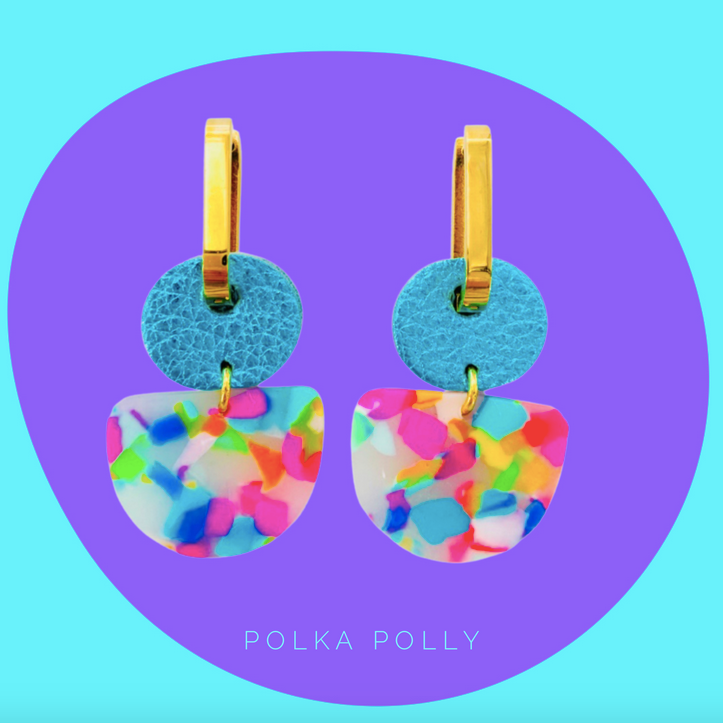 Dainty Hoops Turquoise Rainbow Confetti