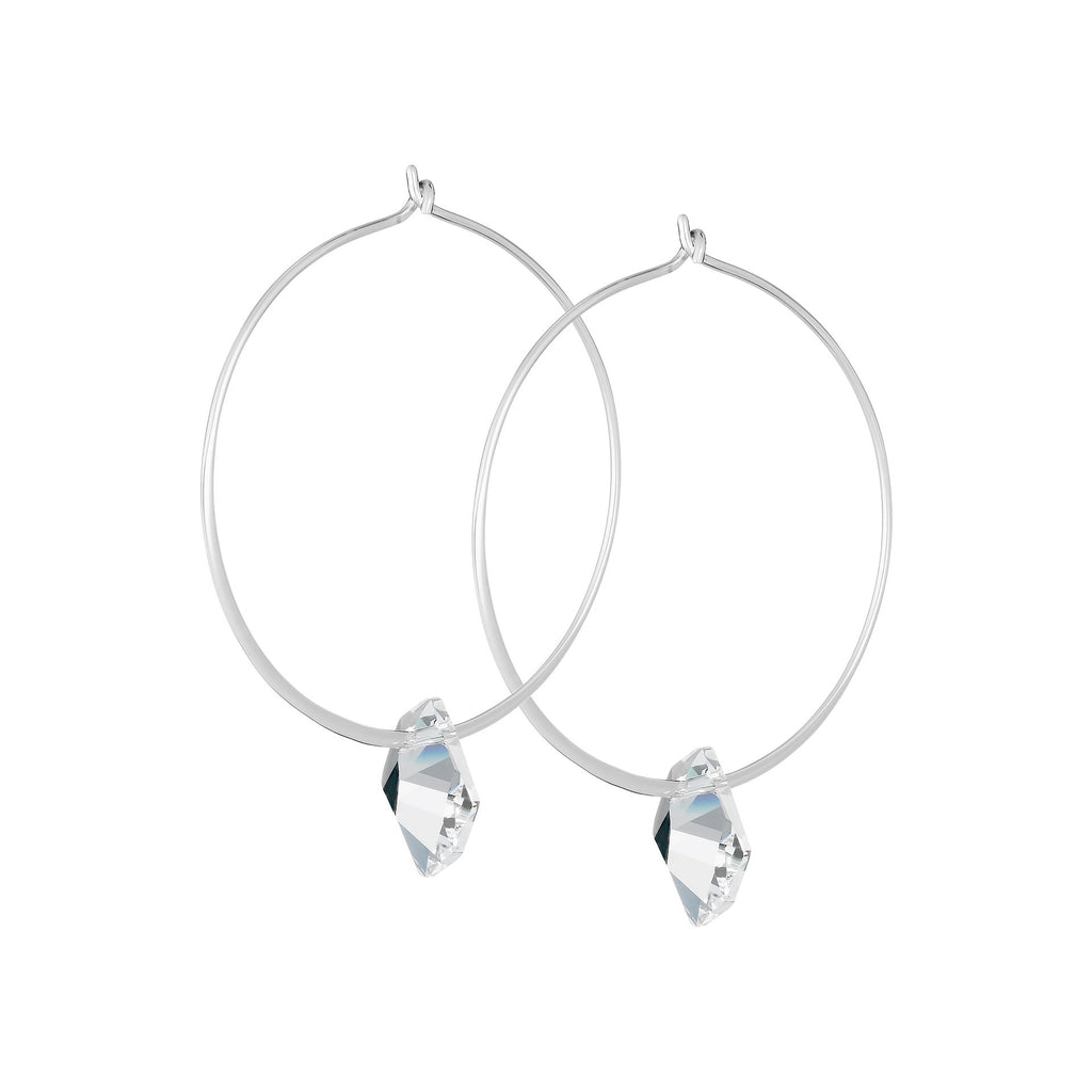 Sterling Silver Swarovski Hoops - Medium