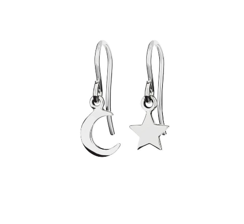 Sterling Silver Moon and Star Earrings