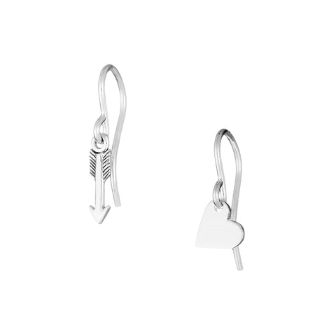 itutu Sterling Silver Heart and Arrow (Short) Earrings