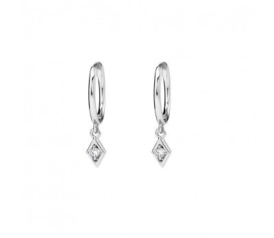 itutu Silver Crystal Diamond Hoops