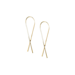 Gold Filled Wire Cross Over hook earrings