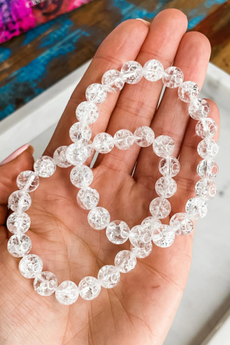 Clear Quartz (Crackle) Crystal Bracelet