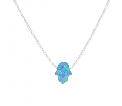 itutu Opalite Hamsa Necklace - Light Blue