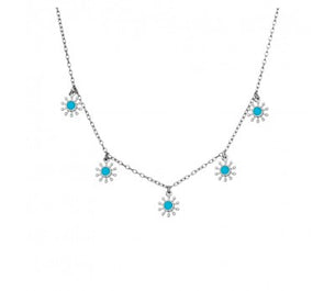 itutu Silver Flower Charm Necklace