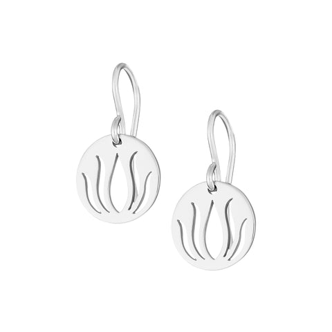 Sterling Silver Round Lotus Earrings