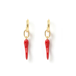 CORNICELLO RED CHARM EARRINGS - LARGE