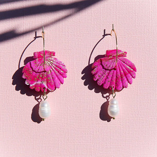 Pink Shell Hoops