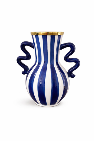 Hand Painted Squiggly Vase - Blue