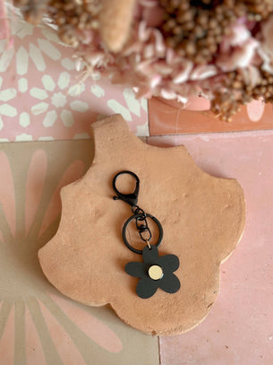 Flower Keyring | Matte Black + Gold