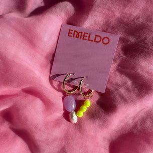 Hartie Hoops // Purple and Neon Yellow + pearl