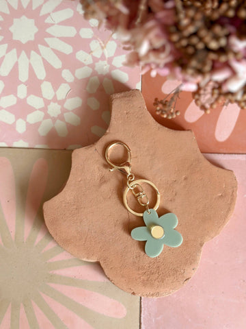 Flower Keyring | Sage + Gold