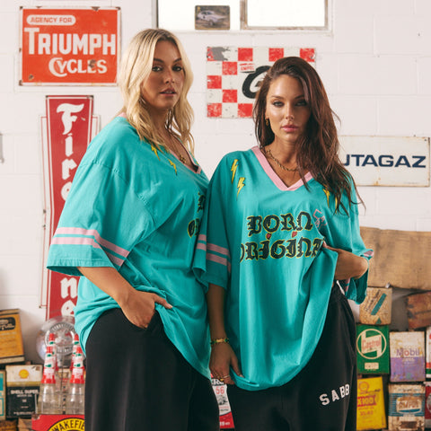 THE BORN ORIGINAL TEE - TEAL/PINK