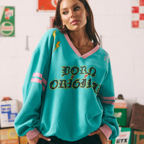 BORN ORIGINAL JUMPER - TEAL PINK